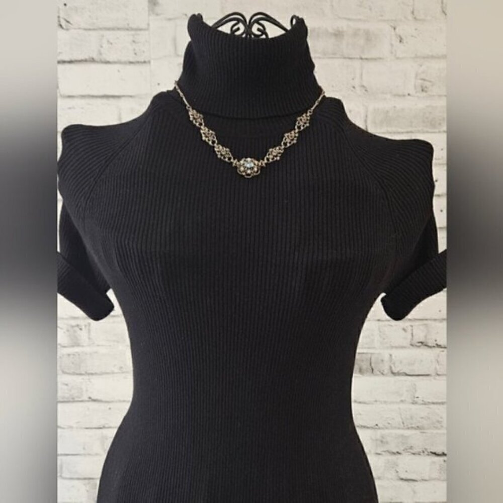 Vintage Filigree Rhinestone Necklace – 1950s Floral Link Statement